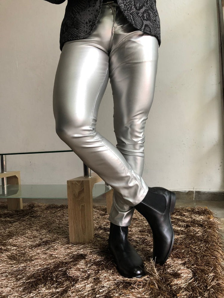 PANTALÓN EXOTICO VINIPIEL PLATA