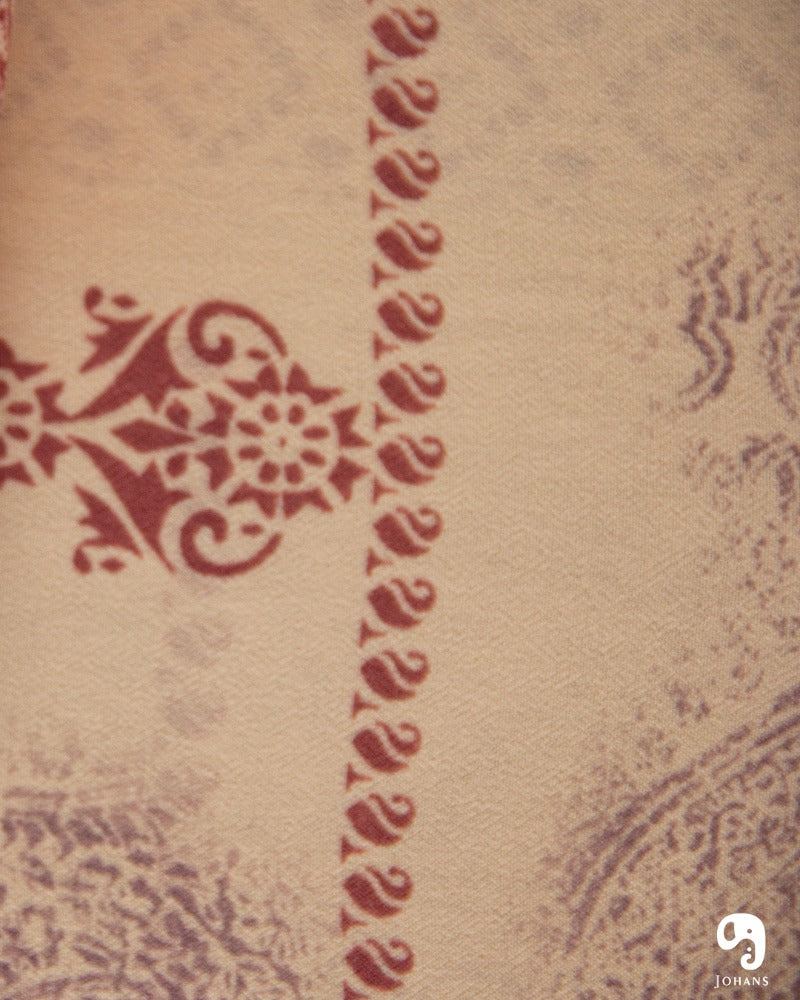 CAMISA MANGA CORTA ESTAMPADA NUDE CON DETALLES ROSAS