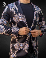 Cargar imagen en el visor de la galería, BLAZER SOLAPA V EXOTICO NEGRO CON DETALLES FLORALES
