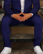 Cargar imagen en el visor de la galería, PANTALÓN CASUAL AZUL REY CON CUADROS
