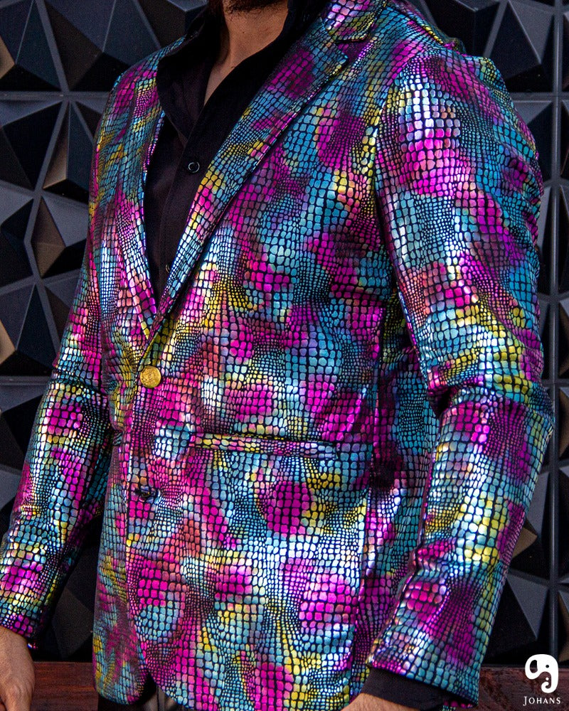 BLAZER SOLAPA V EXOTICO HOLOGRAMA ANIMAL PRINT VIBORA