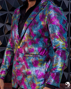 BLAZER SOLAPA V EXOTICO HOLOGRAMA ANIMAL PRINT VIBORA