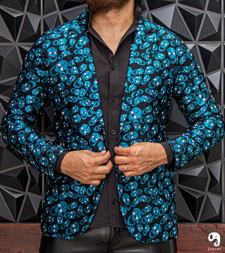 BLAZER SOLAPA V EXOTICO HOLOGRAMA CALACAS AZUL