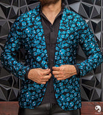 Cargar imagen en el visor de la galería, BLAZER SOLAPA V EXOTICO HOLOGRAMA CALACAS AZUL
