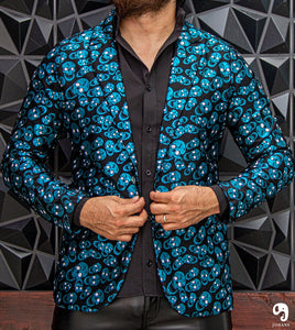 BLAZER SOLAPA V EXOTICO HOLOGRAMA CALACAS AZUL