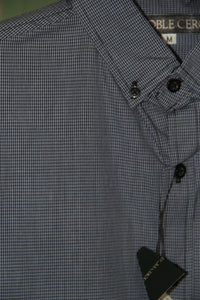 CAMISA MANGA LARGA CUADROS MILIMETRICOS AZULES