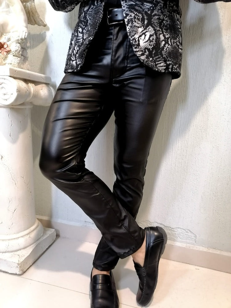 PANTALÓN EXOTICO TIPO VINIPIEL NEGRO