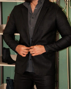 BLAZER SOLAPA V CASUAL NEGRO DE CUADROS
