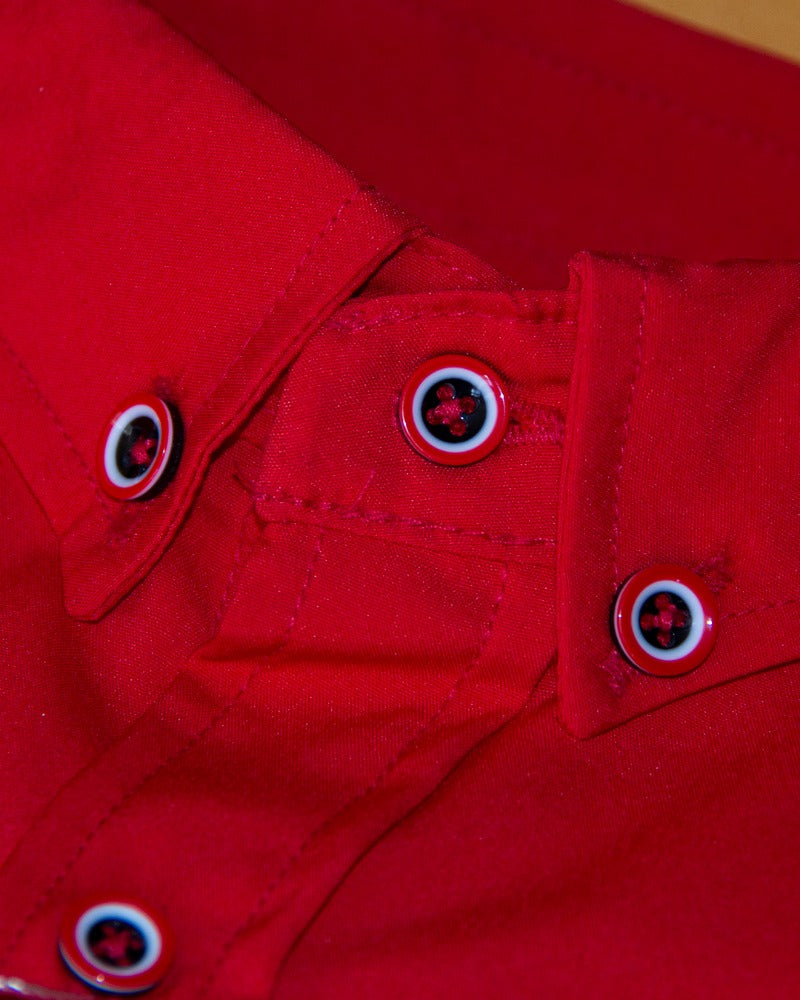 CAMISA MANGA LARGA LISA ROJO CEREZA