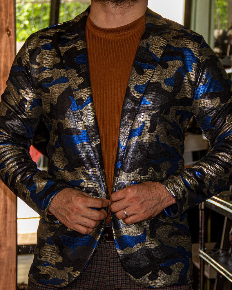 BLAZER SOLAPA V EXOTICO LICRA MILITAR  TIPO VIBORA AZUL