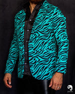 Cargar imagen en el visor de la galería, BLAZER SOLAPA V EXOTICO VERDE MENTA CEBRA
