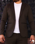 Cargar imagen en el visor de la galería, BLAZER SOLAPA V CASUAL NEGRO CON ROMBOS EN  DORADO
