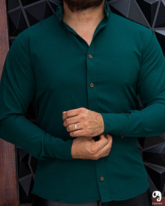 CAMISA MANGA LARGA LISA VERDE ALGA