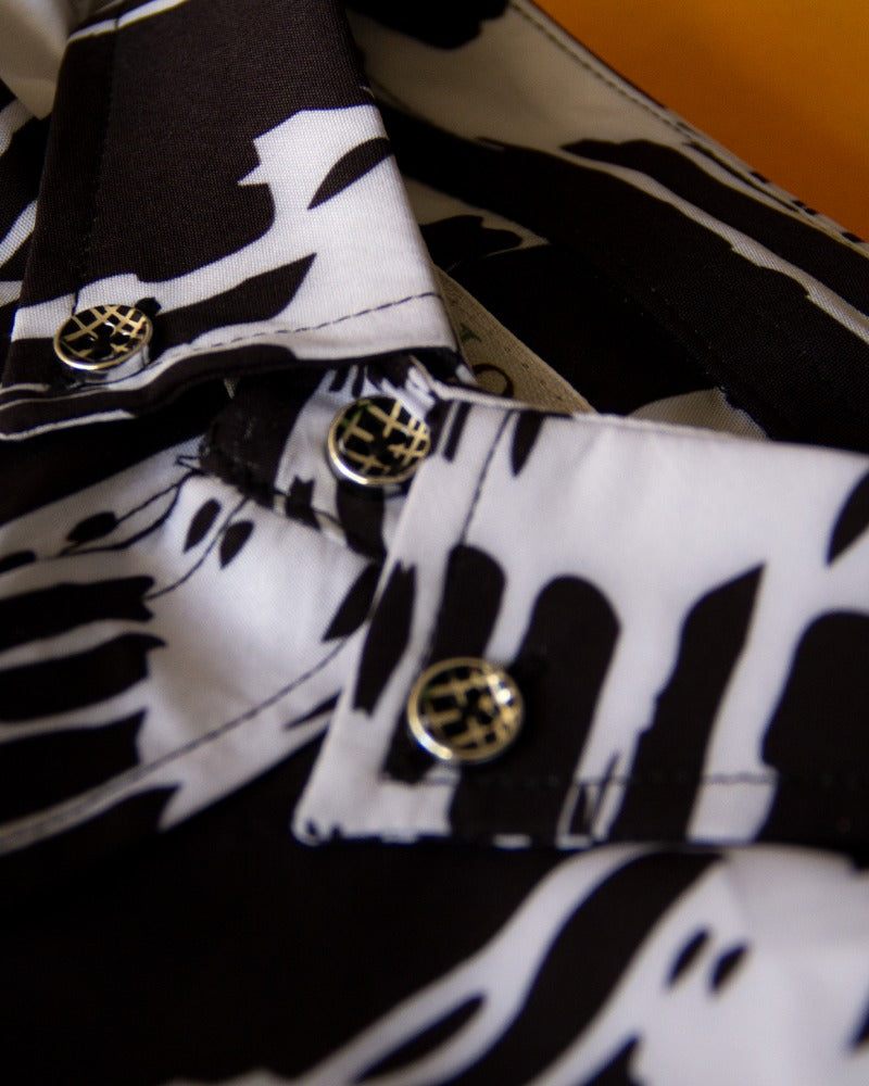 CAMISA MANGA LARGA ESTAMPADA BLANCA CEBRA INTERMITENTE