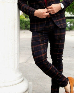 PANTALÓN CASUAL CUADROS OBSCURO CON LADRILLO