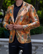 Cargar imagen en el visor de la galería, BLAZER SOLAPA V EXOTICO HOLOGRAMA NARANJA
