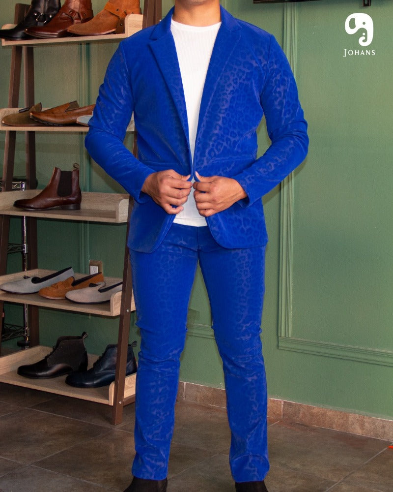 PANTALON EXOTICO VINIPIEL ANIMAL AZUL REY