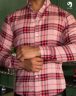 Cargar imagen en el visor de la galería, CAMISA MANGA LARGA CUADROS ROSA
