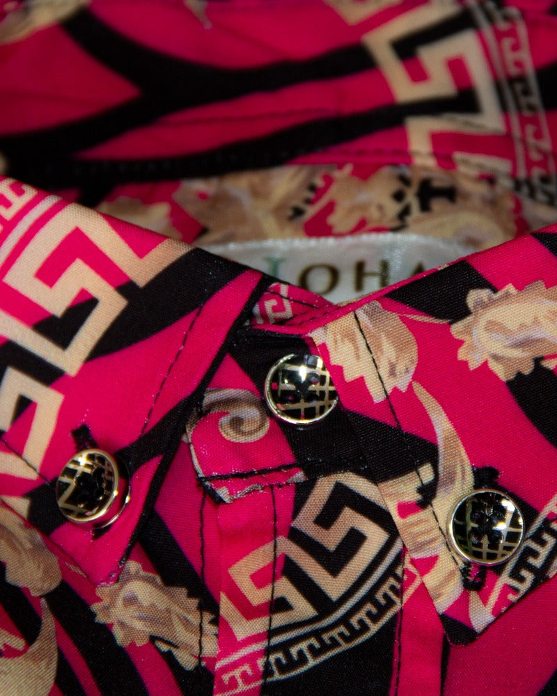 CAMISA MANGA LARGA ESTAMPADA ROSA AROS