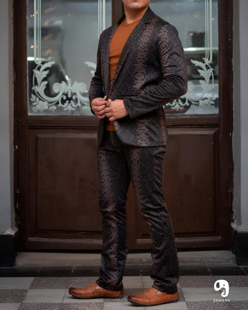 PANTALON EXOTICO DISEÑO DE VIBORA TONOS CAFE