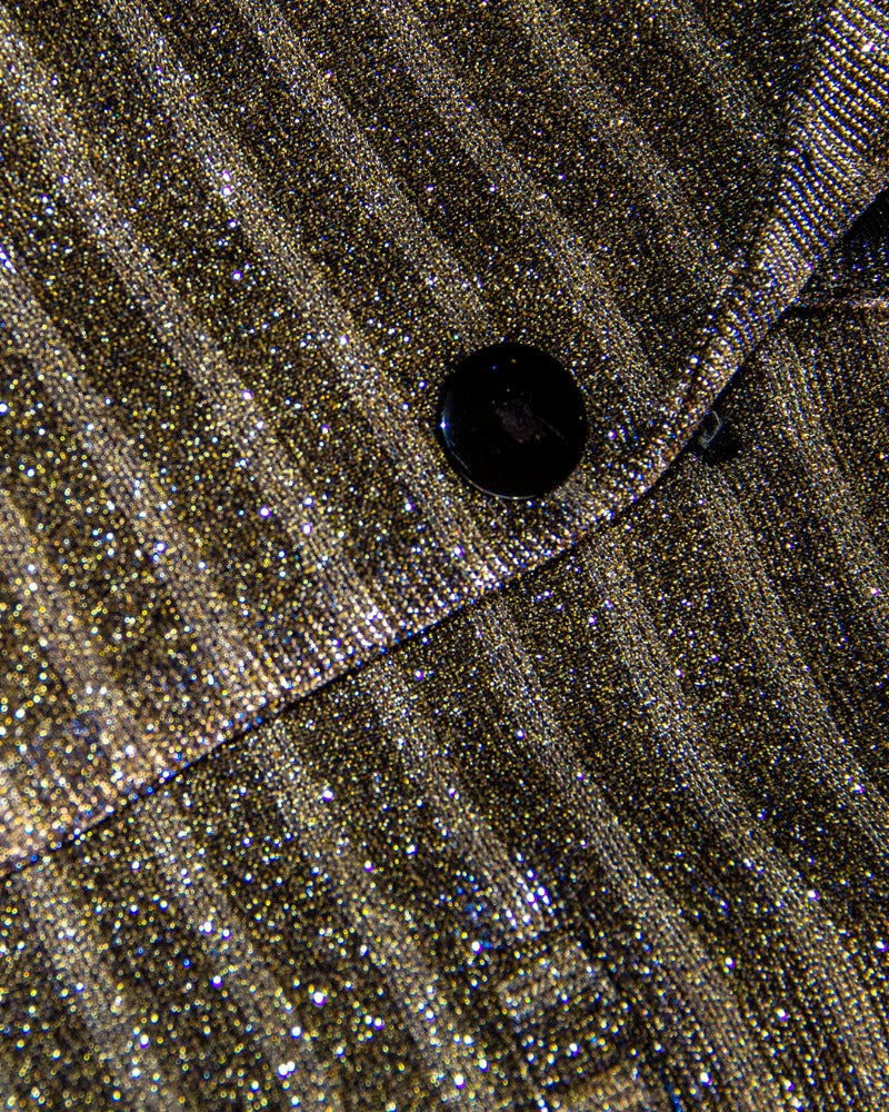 BLAZER SOLAPA V EXOTICO RAYAS MONOCROMATICAS BRILLOSAS