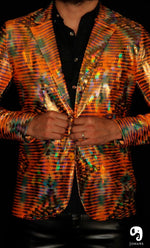 Cargar imagen en el visor de la galería, BLAZER SOLAPA V EXOTICO HOLOGRAMA NARANJA
