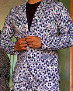 BLAZER SOLAPA V EXOTICO CON FIGURAS GEOMEOTRICAS TACTO TERCIOPELO