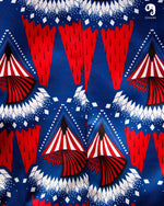 Cargar imagen en el visor de la galería, BLAZER SOLAPA V EXOTICO CIRQUE AZUL CON ROJO
