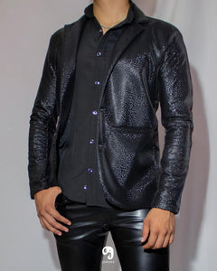 BLAZER SOLAPA V EXOTICO LUNARES BRILLOSOS NEGROS