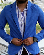 Cargar imagen en el visor de la galería, BLAZER SOLAPA V EXOTICO AZUL CERULEO
