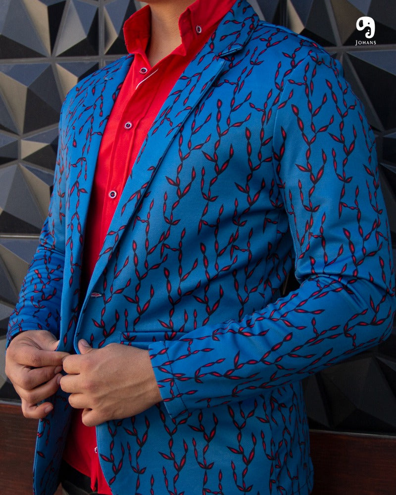 BLAZER SOLAPA V  ESTAMPADO CIENPIES AZUL