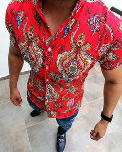 CAMISA MANGA CORTA ESTAMPADO NARANJA CORACOLES