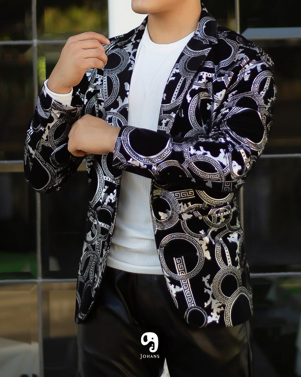 BLAZER SOLAPA V EXOTICO PLATA ESTILO VERSACE
