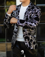 Cargar imagen en el visor de la galería, BLAZER SOLAPA V EXOTICO PLATA ESTILO VERSACE
