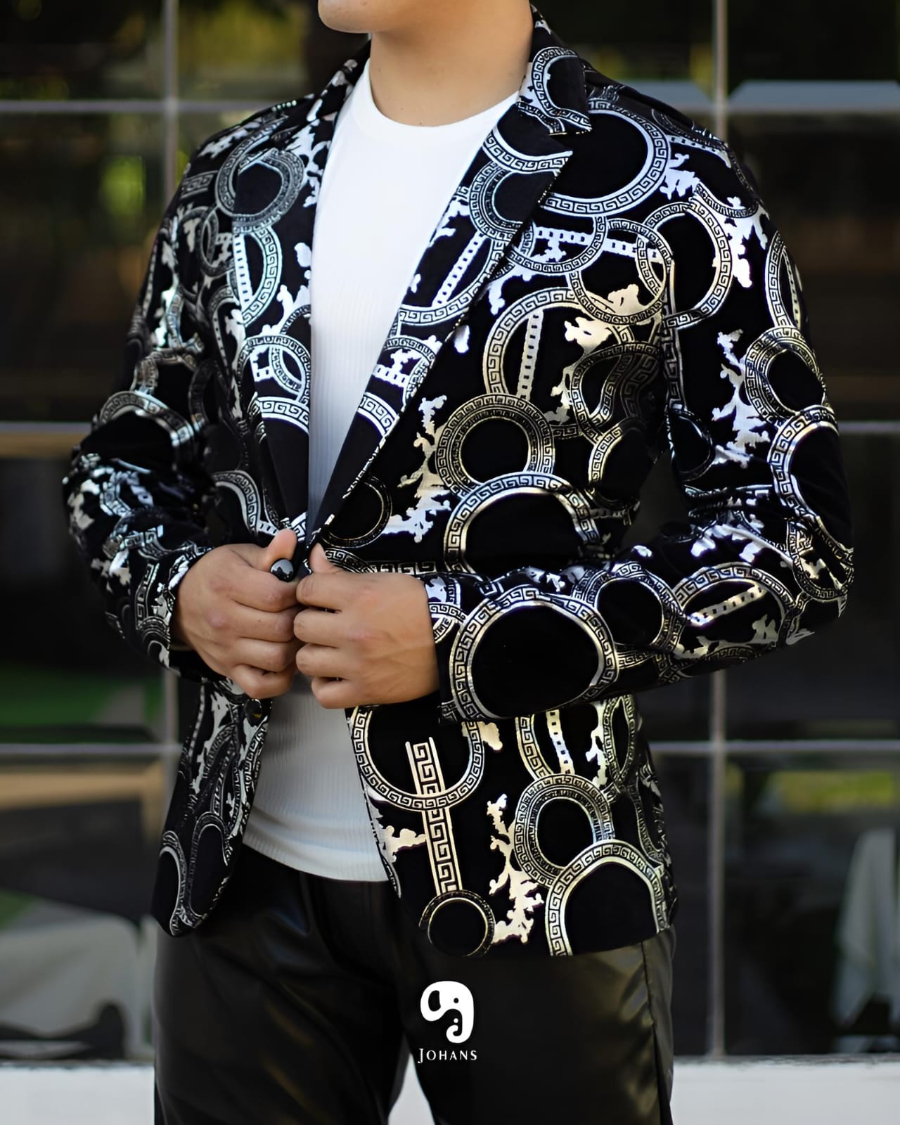 BLAZER SOLAPA V EXOTICO PLATA ESTILO VERSACE