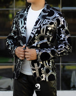 Cargar imagen en el visor de la galería, BLAZER SOLAPA V EXOTICO PLATA ESTILO VERSACE
