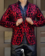 Cargar imagen en el visor de la galería, BLAZER SOLAPA V EXOTICO ROJO DISEÑO PAISLEY
