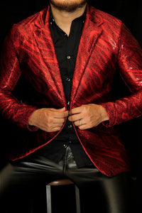 BLAZER SOLAPA V EXOTICO OLEADO ROJO BRILLOS