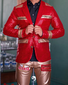 BLAZER SOLAPA V EXOTICO LENTEJUELA RUBI