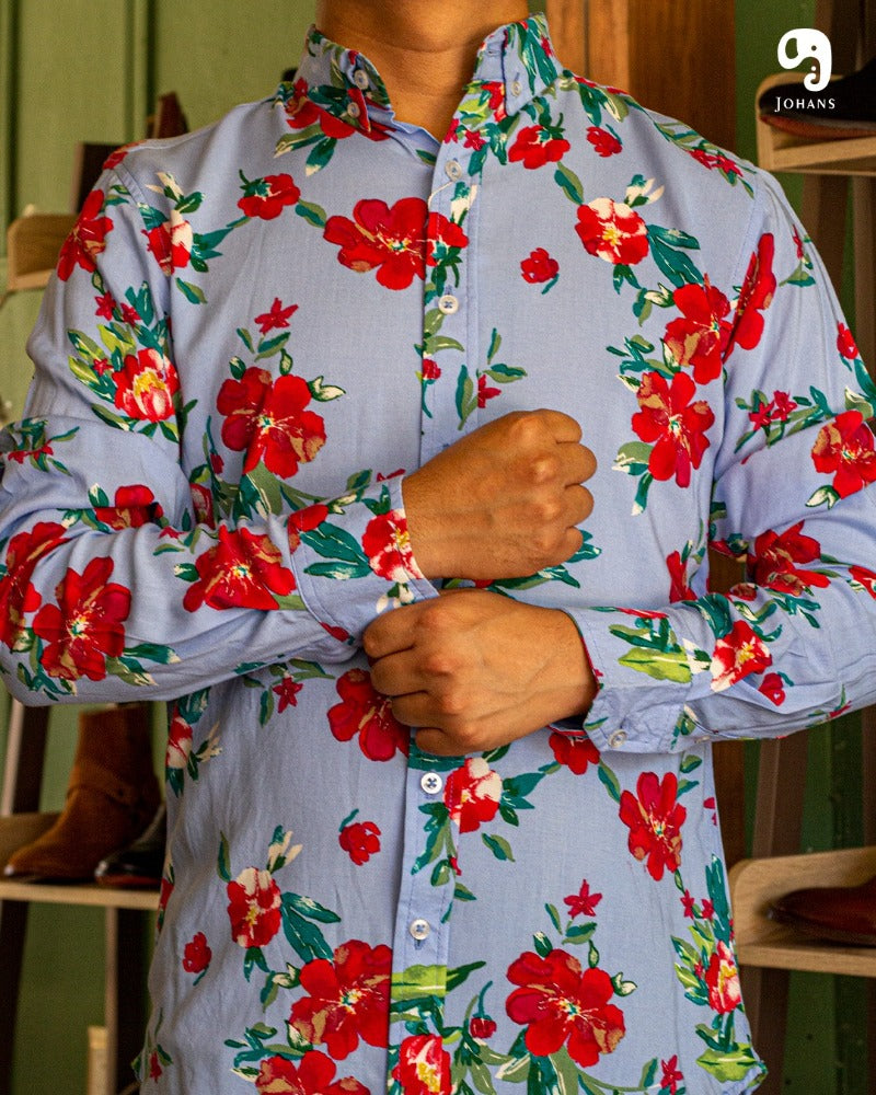 CAMISA MANGA LARGA ESTAMPADO CIELO FLOREADO