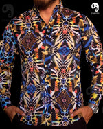 Cargar imagen en el visor de la galería, CAMISA MANGA LARGA ESTAMPADO ANIMAL PRINT LEOPARDO AZUL
