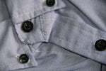 Cargar imagen en el visor de la galería, CAMISA MANGA LARGA ESTAMPADO AZUL DIMINUTAS LINEAS BLANCAS
