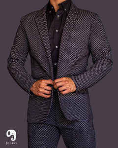 BLAZER SOLAPA V CASUAL NEGRO CON ROMBOS EN GRIS