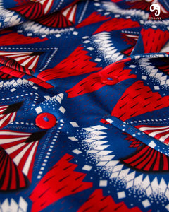 BLAZER SOLAPA V EXOTICO CIRQUE AZUL CON ROJO