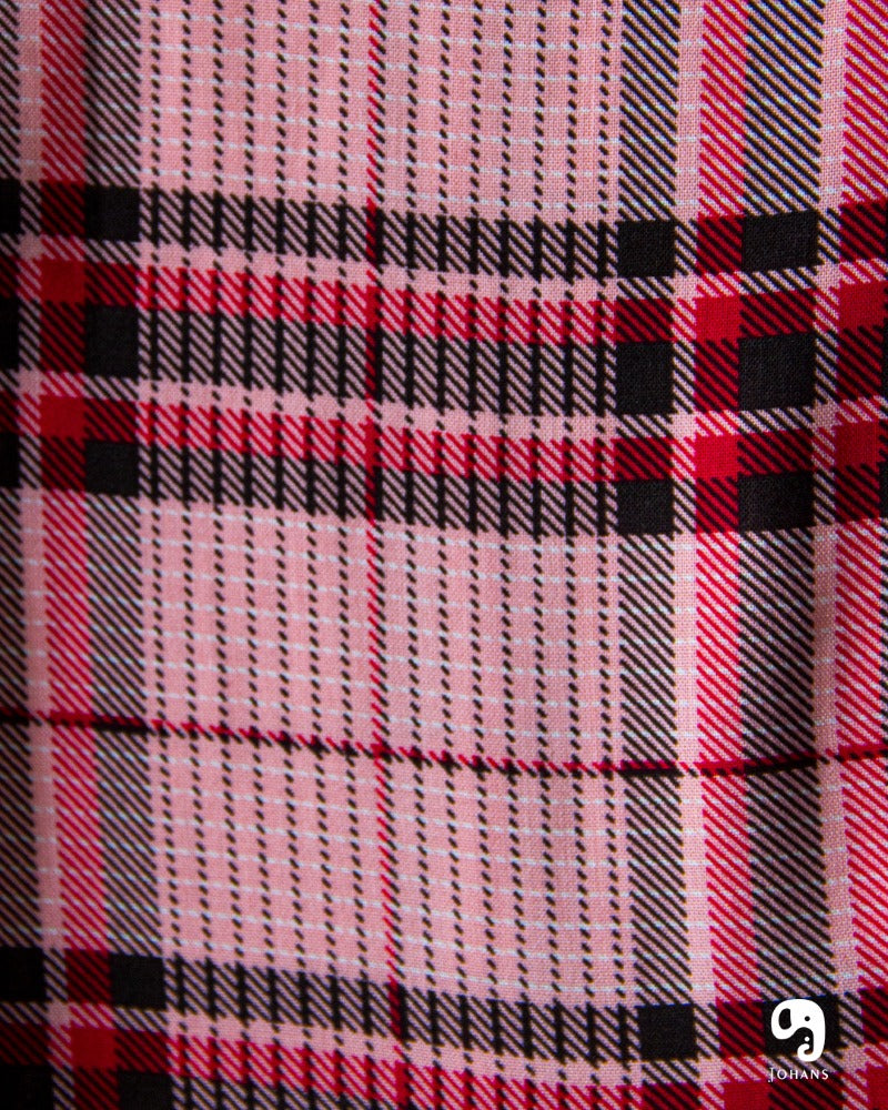 CAMISA MANGA LARGA CUADROS ROSA
