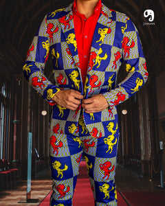BLAZER SOLAPA V EXOTICO AZUL AJEDREZ A CABALLOS