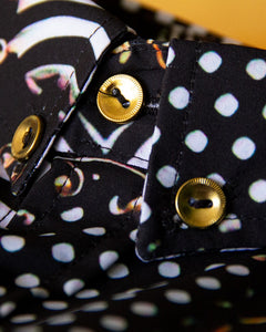 CAMISA MANGA LARGA ESTAMPADO NEGRO CON DORADO SAFARI