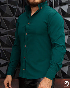 CAMISA MANGA LARGA LISA VERDE ALGA