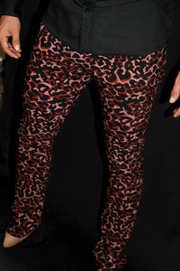 PANTALÓN EXOTICO CON DISEÑO DE LEOPARDO ROSA
