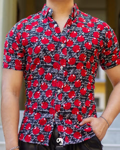 CAMISA MANGA CORTA ESTAMPADO CEREZAS ENTRE LETRAS